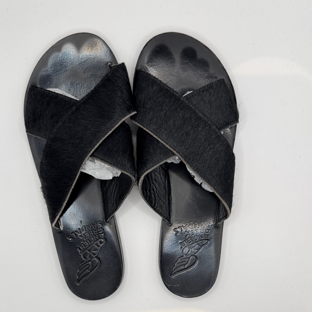 Ancient Greek Sandals Black Cross-Strap Sandals